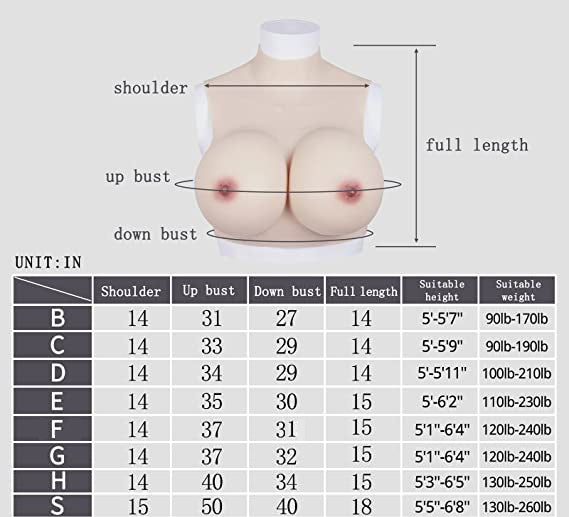 breast plate fake boobs B/C/D/E/F/G/H/S Cup