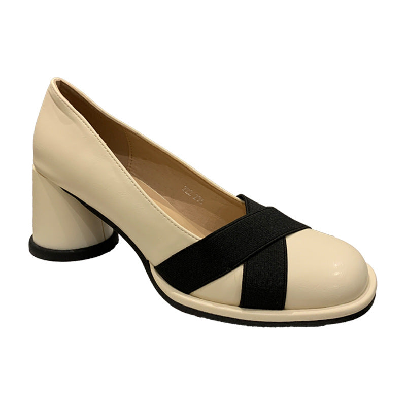 Vintage round block heels women’s shoes
