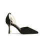 Black 8cm high heels pearl buckle strap shoes